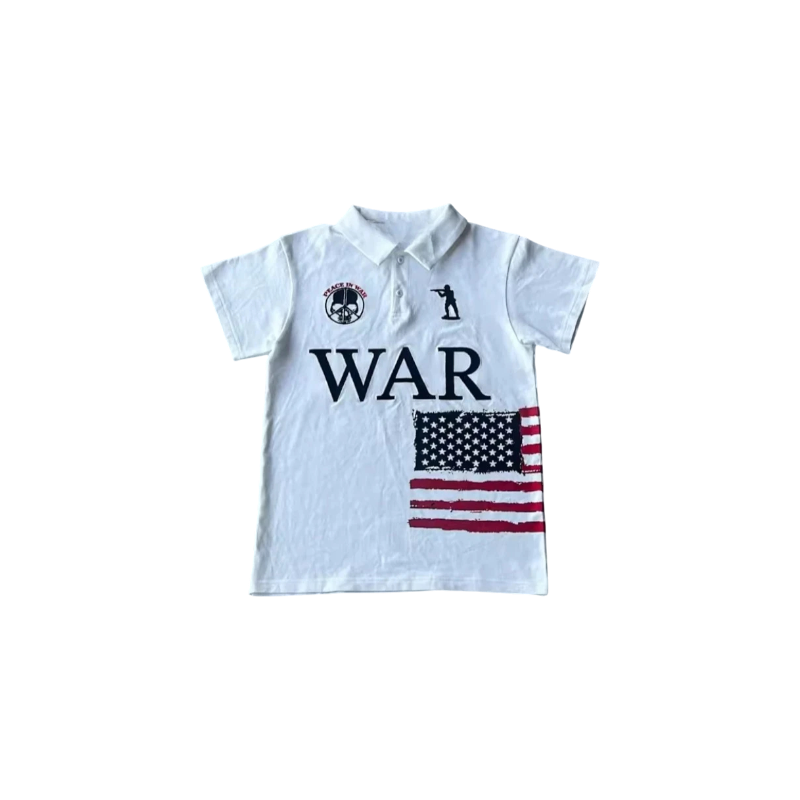"War" White Polo T-Shirt